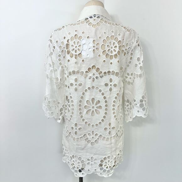 ZIMMERMANN Lexi Embroidered Tunic Eyelet Sheer Top in Ivory 0 (US 4) NWT - Picture 6 of 13